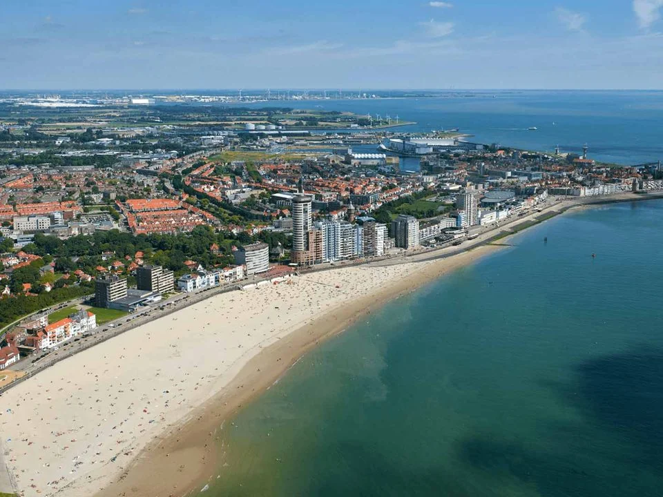 Vista aérea de la costa de Vlissingen, Zeeland (Países Bajos)